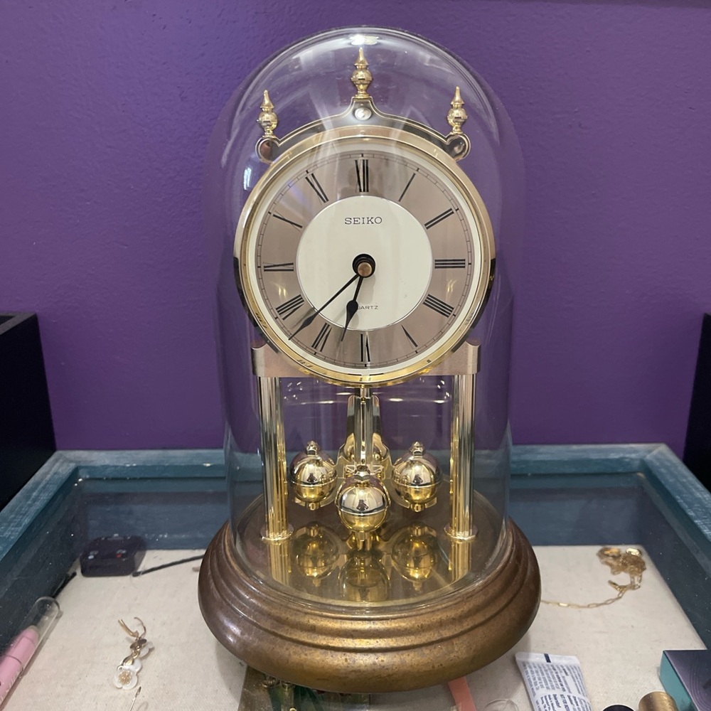 Seiko Gold and Brown Dome Clock